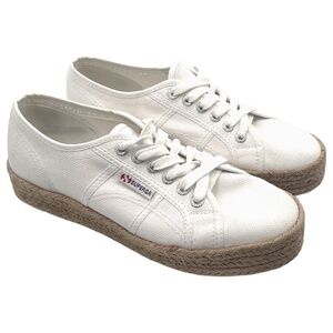Superga The Classic Platform Jute Rope Sneaker, White Canvas/Jute, Size 8.5